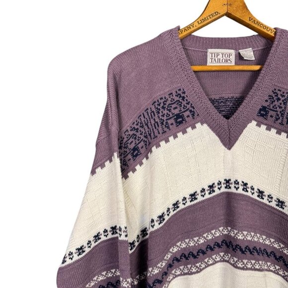 Vintage 90s Grandpa Sweater, Fair Isle, Knit Pullover, Oversized - Picture 7 of 7